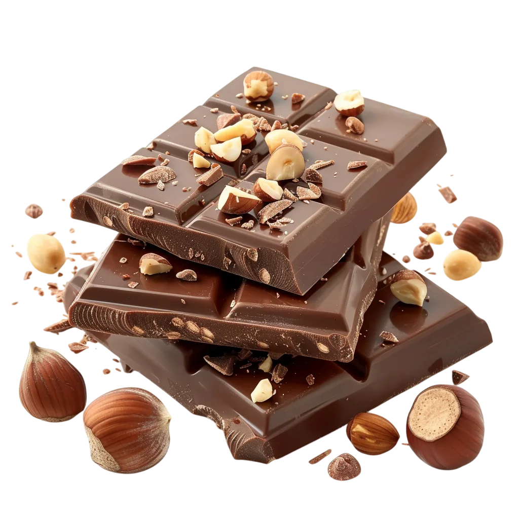 Stacked Nut-Topped Chocolate Bars Free PNG