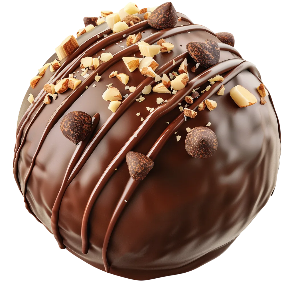 Chocolate-Drizzled Nut-Covered Dessert Free PNG