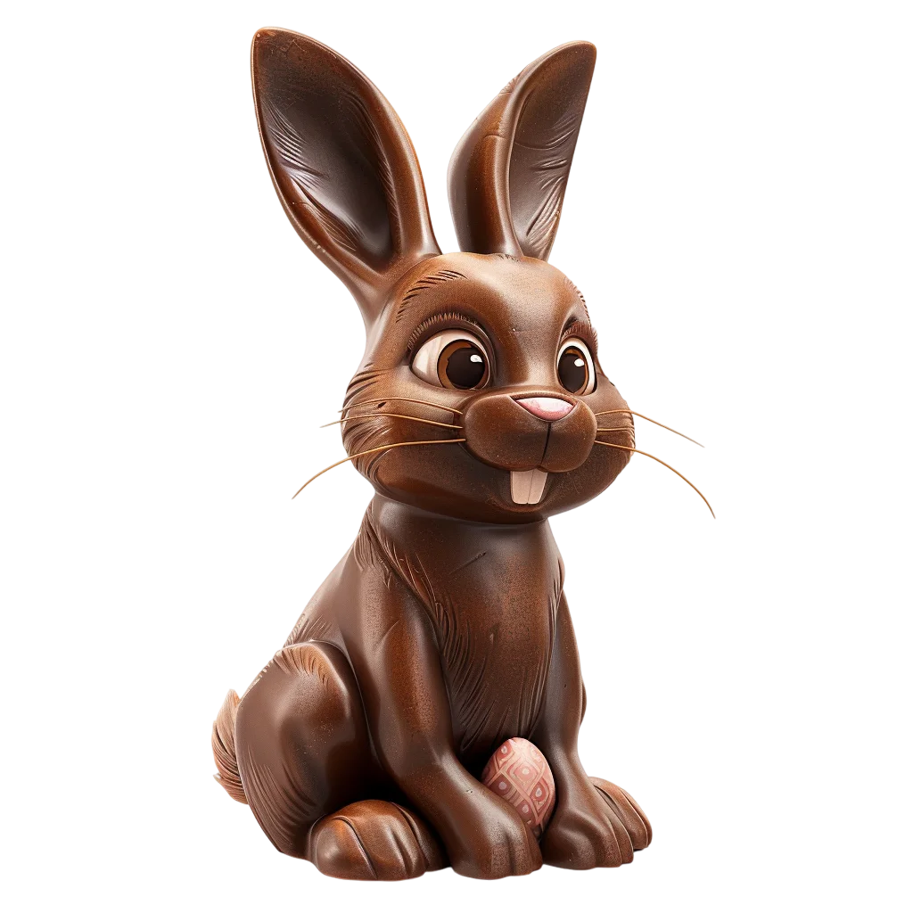 Cute Chocolate Easter Bunny with Egg Free PNG