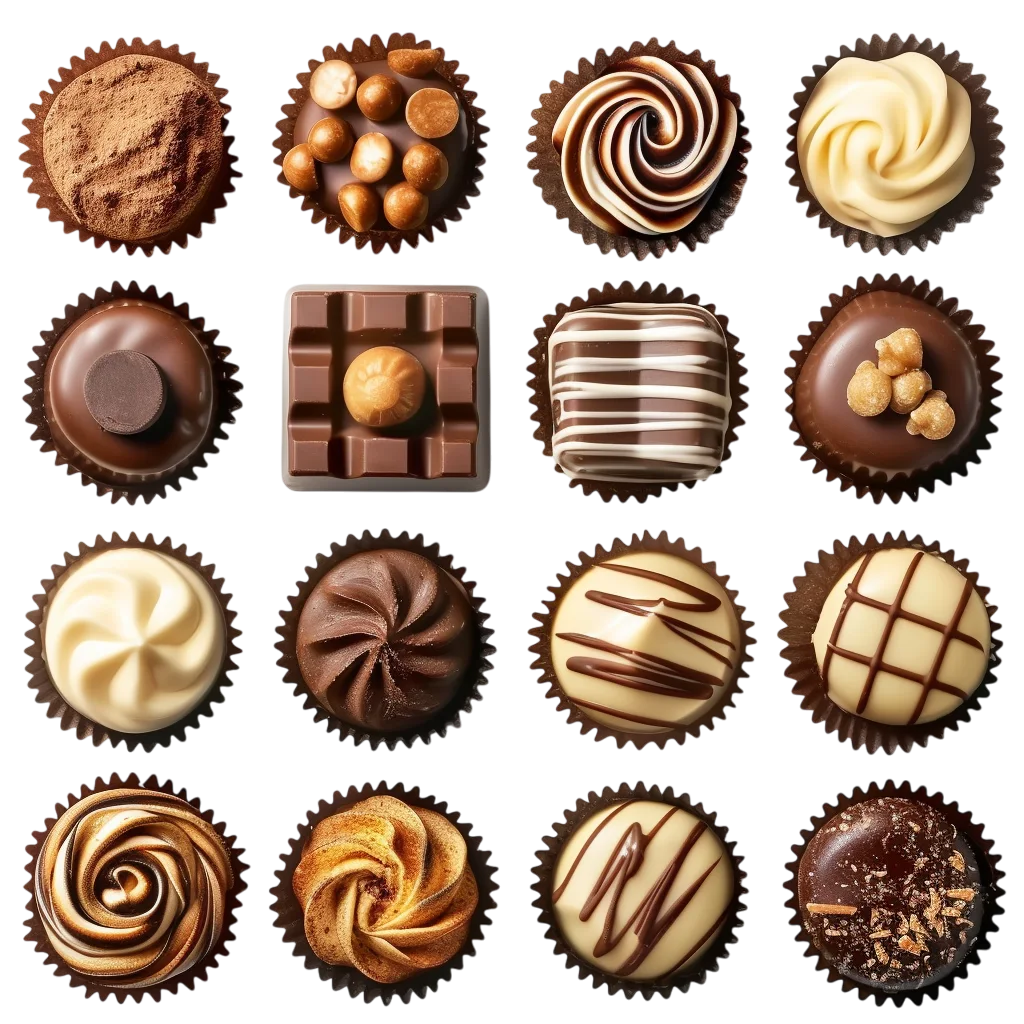 Assorted Chocolate Truffles and Bonbons Free PNG