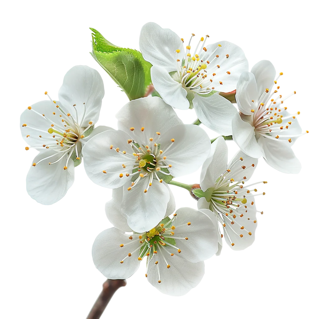 White Spring Blossoms on a Branch Free PNG