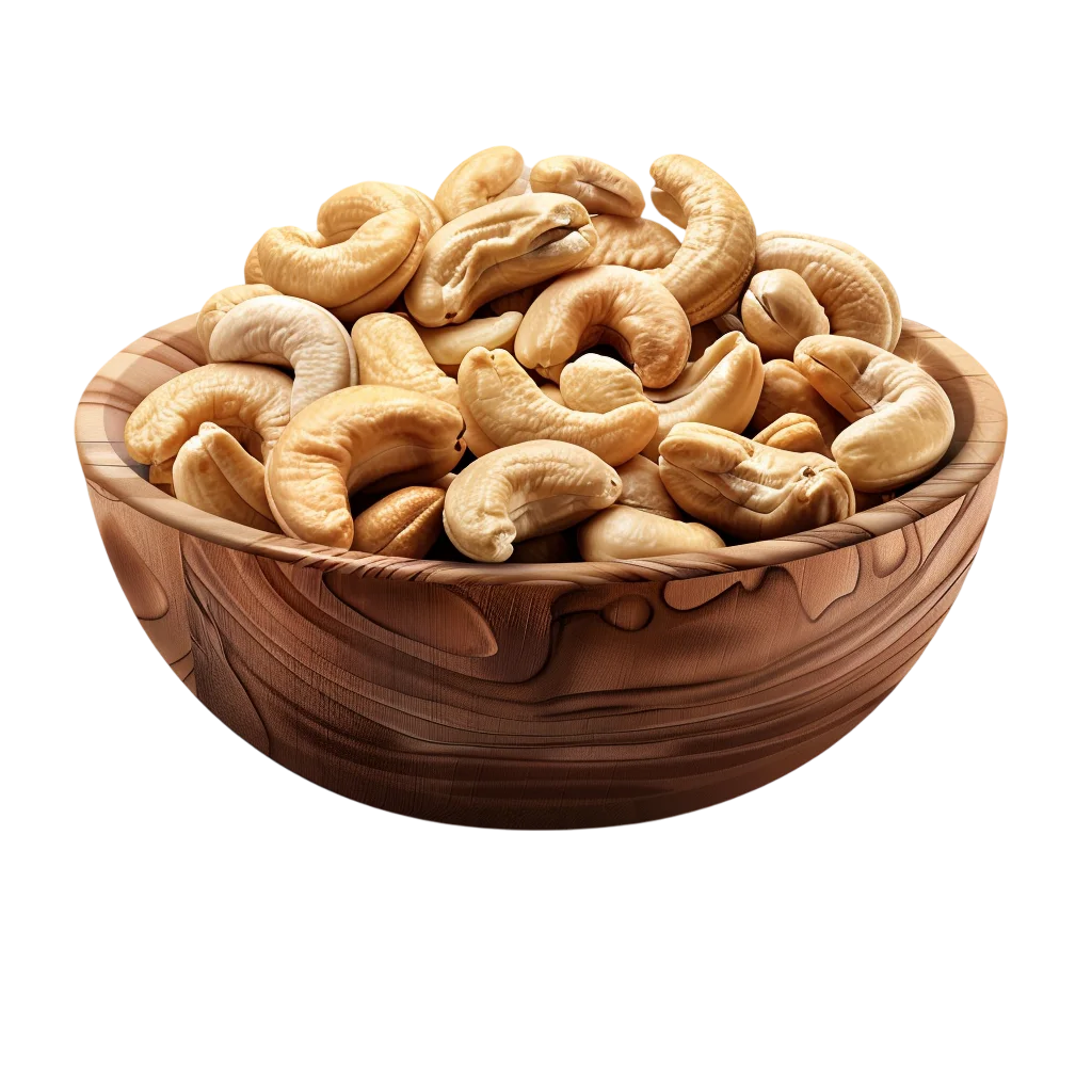 Wooden Bowl Filled with Cashews Free PNG